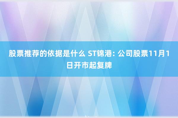 股票推荐的依据是什么 ST锦港: 公司股票11月1日开市起复牌