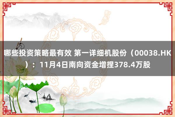 哪些投资策略最有效 第一详细机股份（00038.HK）：11月4日南向资金增捏378.4万股