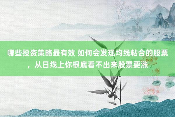 哪些投资策略最有效 如何会发现均线粘合的股票，从日线上你根底看不出来股票要涨