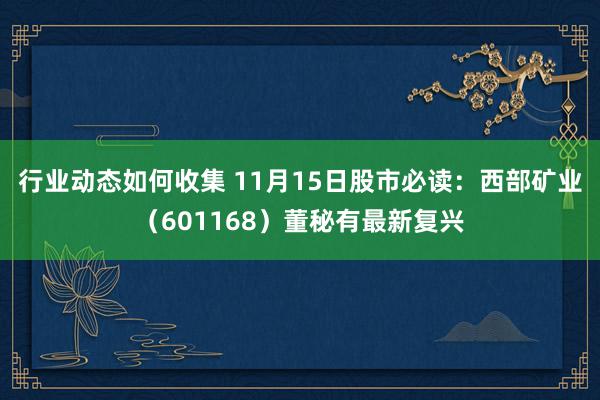 行业动态如何收集 11月15日股市必读：西部矿业（601168）董秘有最新复兴