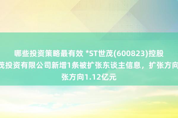 哪些投资策略最有效 *ST世茂(600823)控股的长沙世茂投资有限公司新增1条被扩张东谈主信息，扩张方向1.12亿元