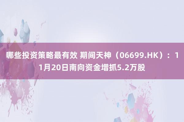 哪些投资策略最有效 期间天神（06699.HK）：11月20日南向资金增抓5.2万股