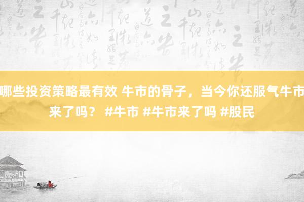 哪些投资策略最有效 牛市的骨子，当今你还服气牛市来了吗？ #牛市 #牛市来了吗 #股民