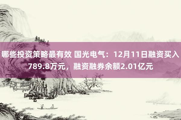 哪些投资策略最有效 国光电气：12月11日融资买入789.8万元，融资融券余额2.01亿元