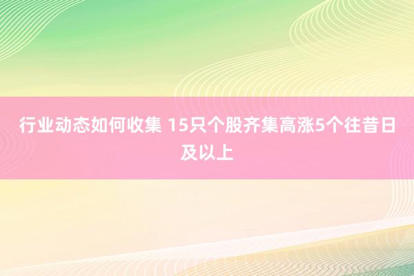 行业动态如何收集 15只个股齐集高涨5个往昔日及以上