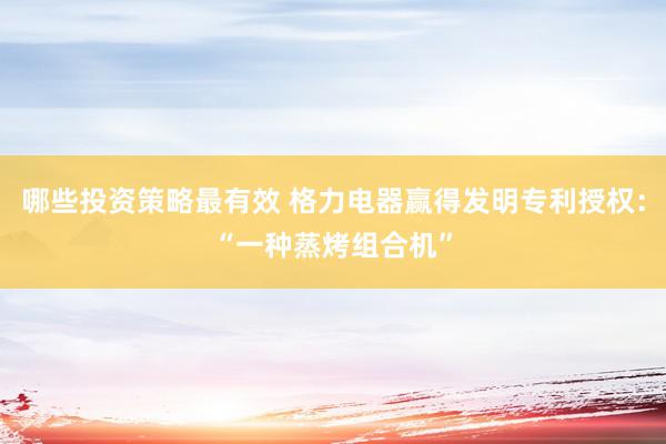 哪些投资策略最有效 格力电器赢得发明专利授权：“一种蒸烤组合机”