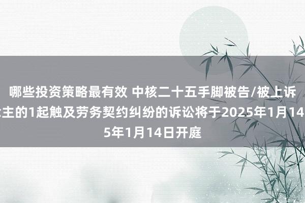 哪些投资策略最有效 中核二十五手脚被告/被上诉东说念主的1起触及劳务契约纠纷的诉讼将于2025年1月14日开庭