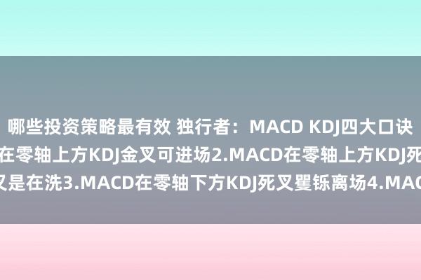 哪些投资策略最有效 独行者：MACD KDJ四大口诀比吃饭还