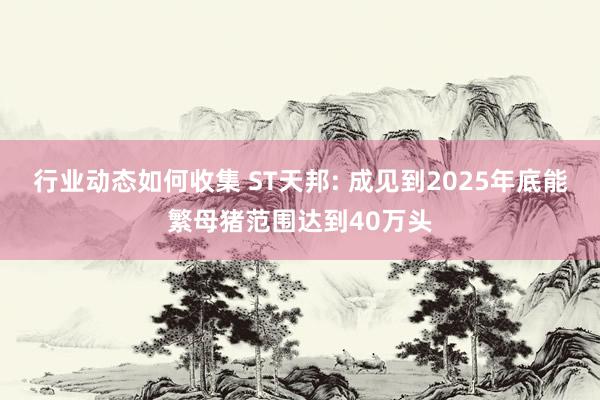 行业动态如何收集 ST天邦: 成见到2025年底能繁母猪范围