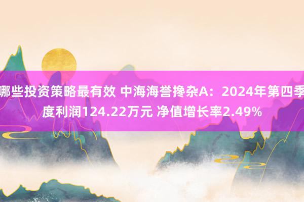 哪些投资策略最有效 中海海誉搀杂A：2024年第四季度利润124.22万元 净值增长率2.49%