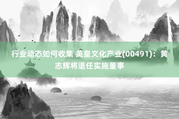 行业动态如何收集 英皇文化产业(00491)：黄志辉将退任实