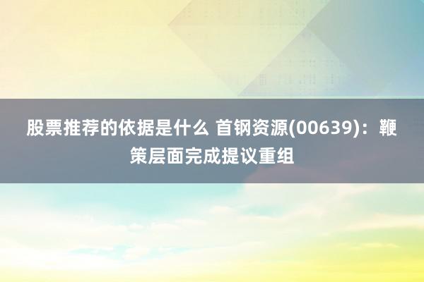 股票推荐的依据是什么 首钢资源(00639)：鞭策层面完成提