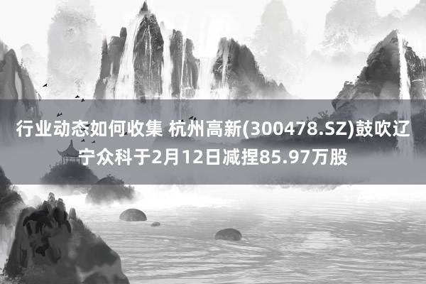 行业动态如何收集 杭州高新(300478.SZ)鼓吹辽宁众科于2月12日减捏85.97万股