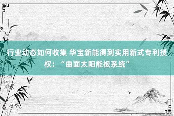 行业动态如何收集 华宝新能得到实用新式专利授权：“曲面太阳能板系统”