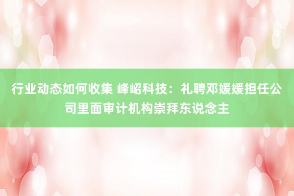 行业动态如何收集 峰岹科技：礼聘邓媛媛担任公司里面审计机构崇拜东说念主