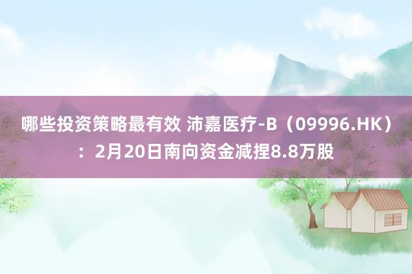 哪些投资策略最有效 沛嘉医疗-B（09996.HK）：2月20日南向资金减捏8.8万股