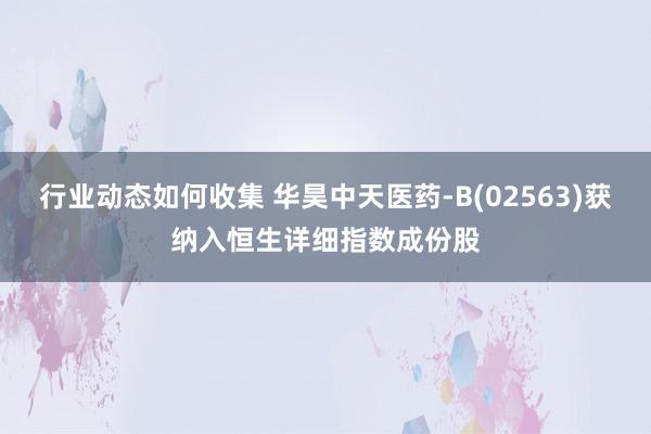 行业动态如何收集 华昊中天医药-B(02563)获纳入恒生详细指数成份股