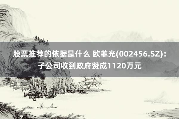 股票推荐的依据是什么 欧菲光(002456.SZ)：子公司收到政府赞成1120万元