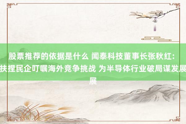 股票推荐的依据是什么 闻泰科技董事长张秋红: 扶捏民企叮嘱海外竞争挑战 为半导体行业破局谋发展