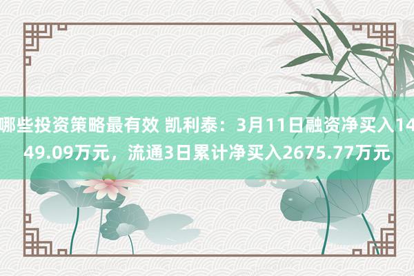 哪些投资策略最有效 凯利泰：3月11日融资净买入1449.0