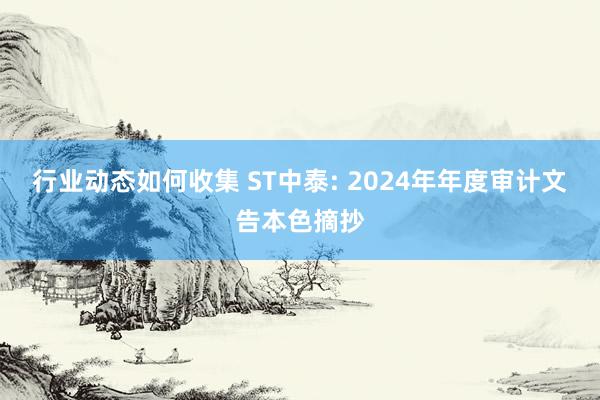 行业动态如何收集 ST中泰: 2024年年度审计文告本色摘抄